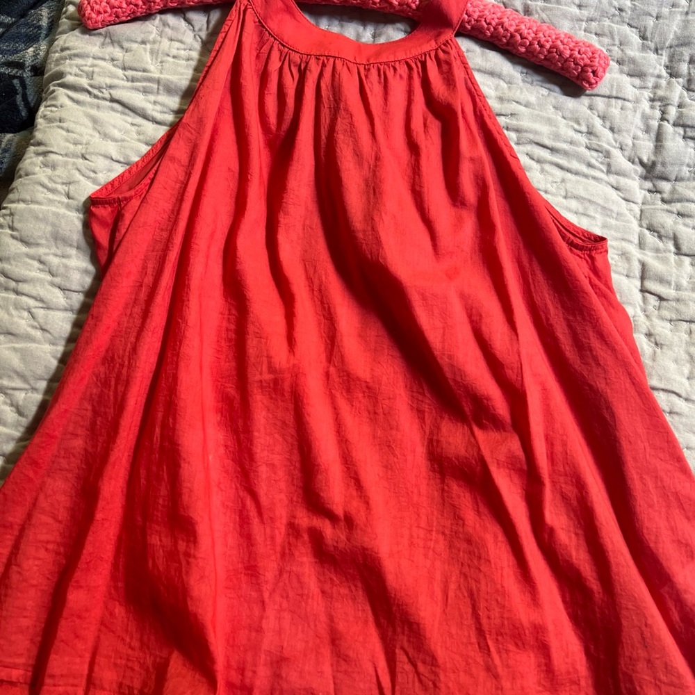 Velvet Relaxed Sleeveless Tank Top in Orange Red